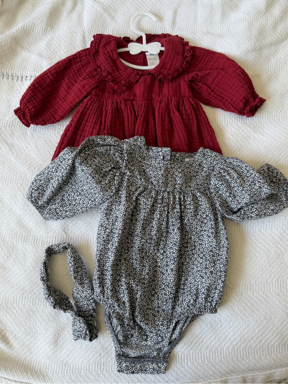 Baby Girls' Burgundy Ruffle One-Piece & Black Floral Romper Set